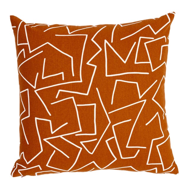 Schumacher x Hadiya Williams Tangent Print 20" Pillow in Saffron For Sale