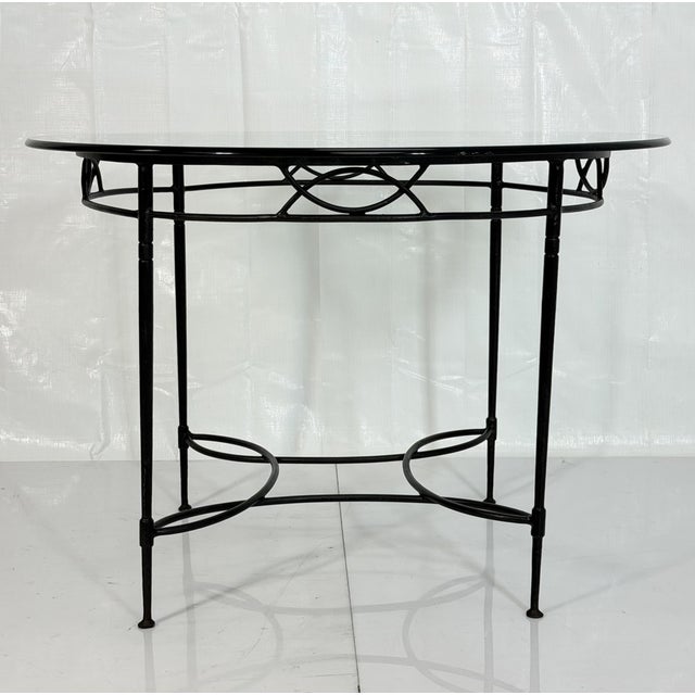 Modern Attributed to Mario Papperzini for Janus Et Cie Iron & Glass Round Dining Table For Sale - Image 3 of 18