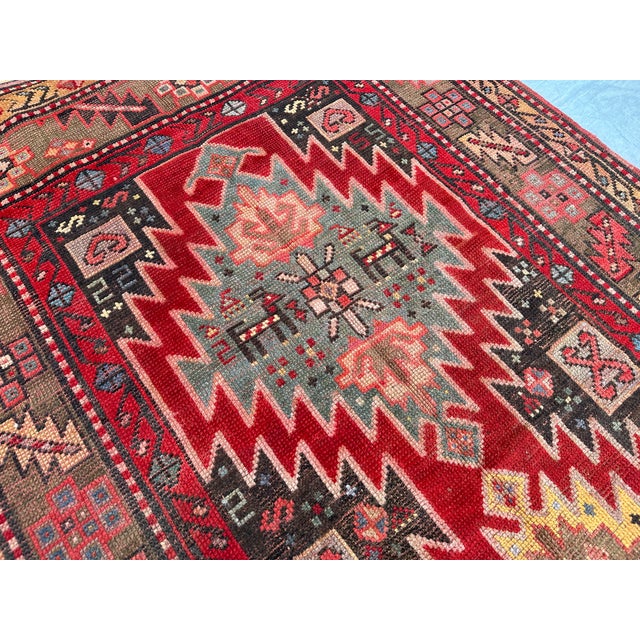 Antique Caucasian Karabagh Hand-Knotted Wool Runner - 10'3" X 3'10" For Sale - Image 12 of 15