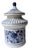 Asian- Chinoiserie Floral Body Paired With a Striped Pagoda Roof Lid Canister For Sale