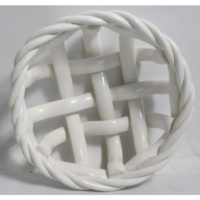 1980s Italian Ceramic Basket Serving Bowl in White For Sale - Image 4 of 8
