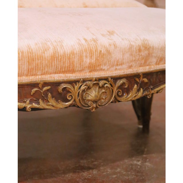 Mid 19th Century Pair of 19th C. French Louis XV Painted Walnut Benches With Gold Leaf Accents For Sale - Image 5 of 8