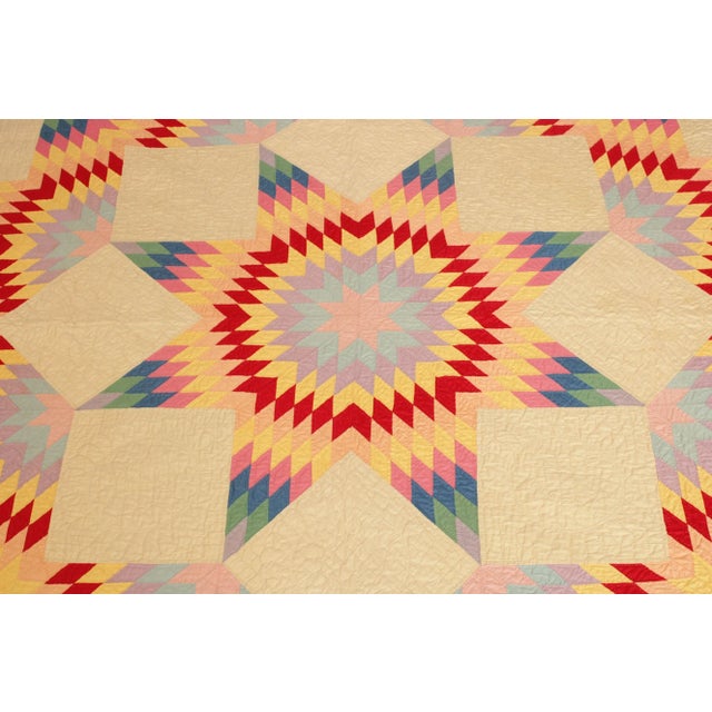 1930s Vintage 'Broken Star' Pattern Quilt For Sale - Image 5 of 13