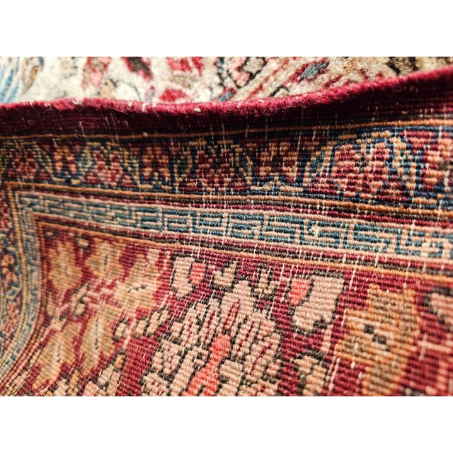 Antique Persian Kashan Rug, Hand-Knotted Wool, Tree of Life Design, Ivory & Burgundy, 4x7 For Sale - Image 15 of 15