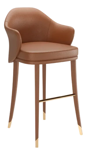 Bhutan Brown Leather Bar Stool by Javier Gomez