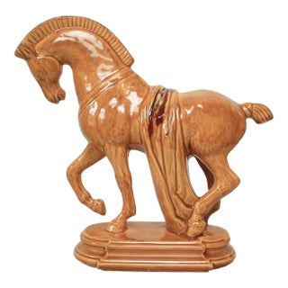 Mid-Century Ceramic Tang-Style Trojan Horse Figurine For Sale