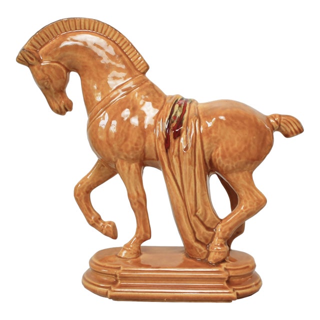 Mid-Century Ceramic Tang-Style Trojan Horse Figurine For Sale