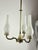 Gold Mid-Century 3-Light Chandelier in Brass and Opaline Glass in the style of Stilnovo, 1950s For Sale - Image 8 of 12