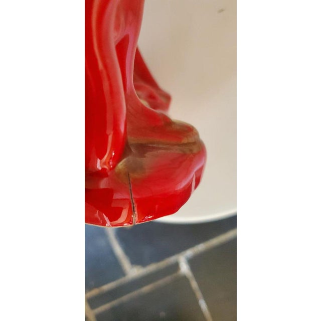 1950s Tall Red Glossy Gilded Ceramic Figurine of a Matador Bullfighter For Sale - Image 11 of 12