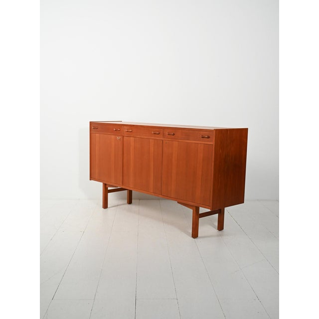 1950s Swedish Teak Sideboard with Carved Handles, 1960s For Sale - Image 5 of 13
