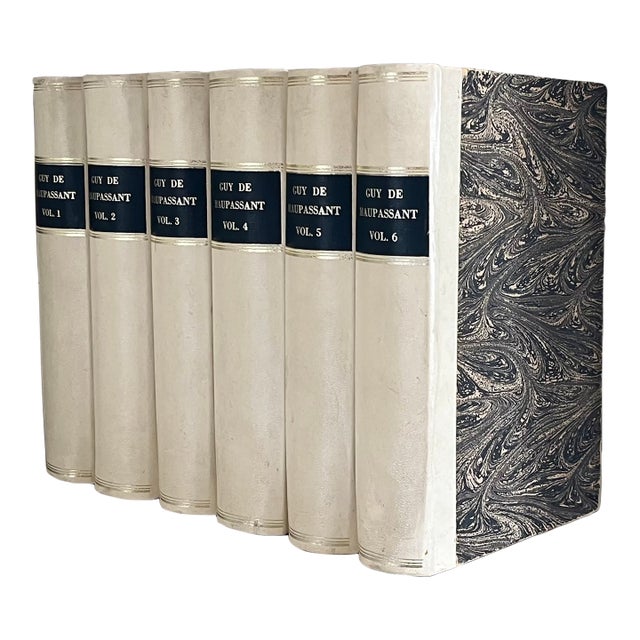 Guy De Maupassant French Tromp l'Oeil Faux Fine Bindings Hollowed Out Books to Conceal or Hide Treasures For Sale