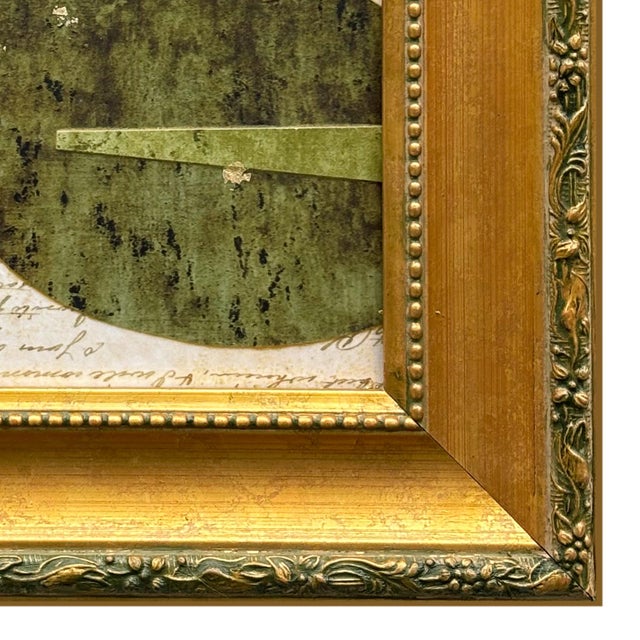 2020s Contemporary Abstract Green Collage in Vintage Gold Frame For Sale - Image 5 of 6