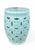 The Duluth Garden Stool is a ceramic garden stool with a barrel form and an interlocking rings pierced pattern in a high-...