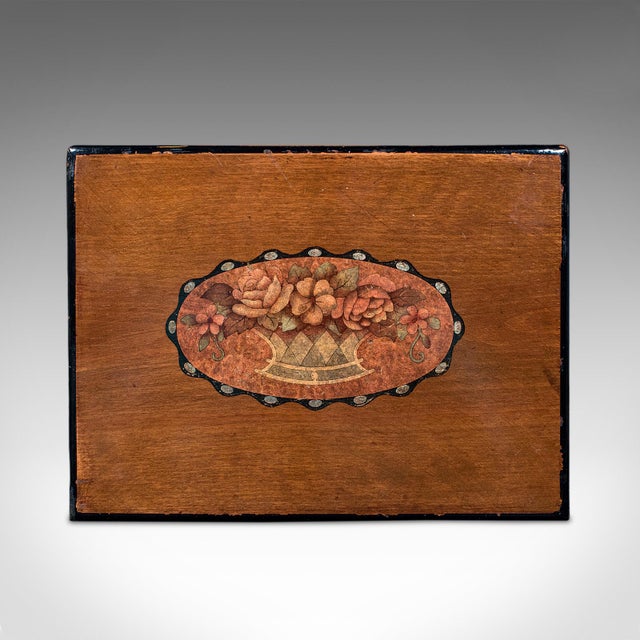 Antique Sorrentoware Keepsake Box, Italian Walnut Dressing Table Case, Victorian For Sale - Image 9 of 12