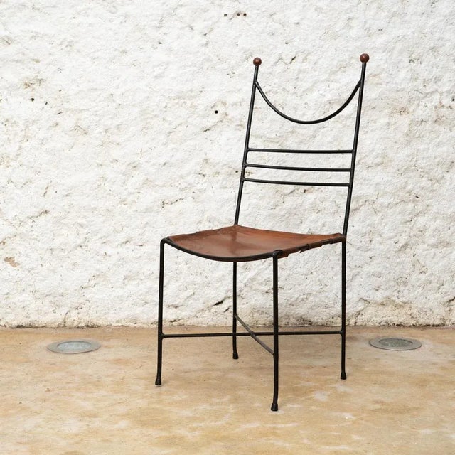 Brown Mid-Century Modern Iron and Leather Chair by Pere Cosp, 1960 For Sale - Image 8 of 13