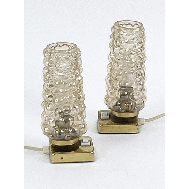 Brass & Bubble Glass Bedside Table Lamps from Teka, Germany, 1950s, Set of 2 For Sale - Image 10 of 18