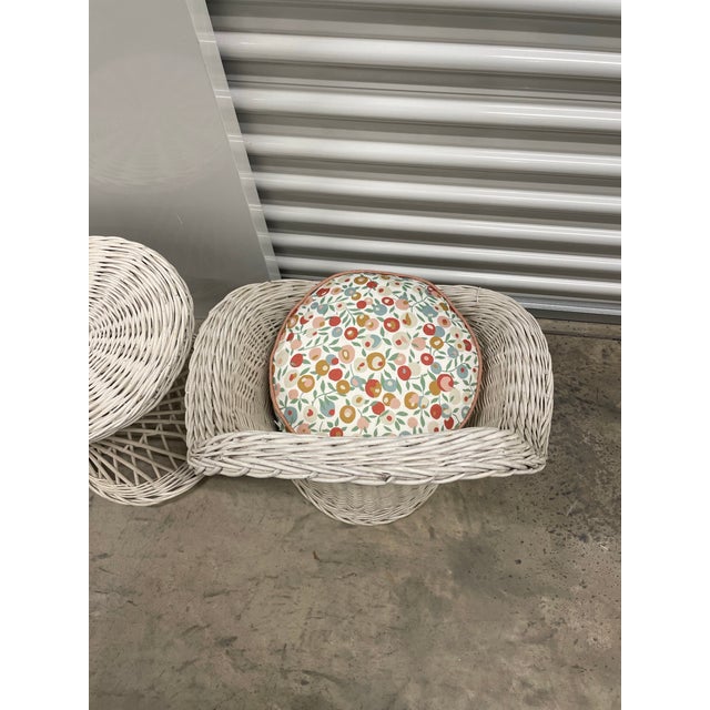 Wood 1960d Pair of Child's Wicker Chairs and Table Set- 3 Pieces For Sale - Image 7 of 8