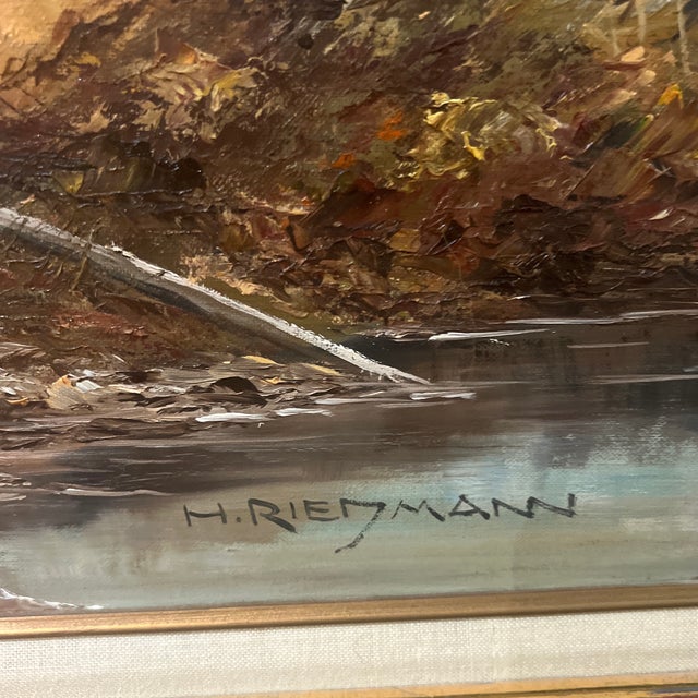 H.Rienmann American School Oil on Canvas Framed Signed Depicting George Washington Leading Pennsylvania State Regiment of Light Horse of 1778 For Sale - Image 9 of 12