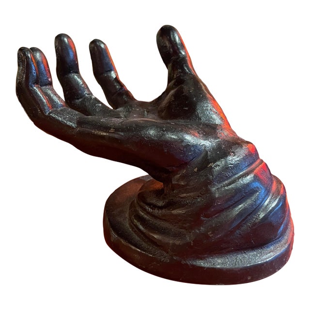 1960s Black Cast Iron Hand Sculpture For Sale