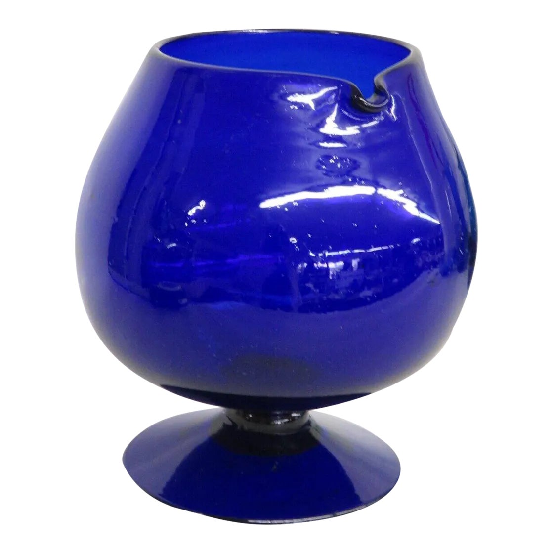 Cobalt Blue Glass Footed Brandy Snifter With Pourer Spout | Chairish