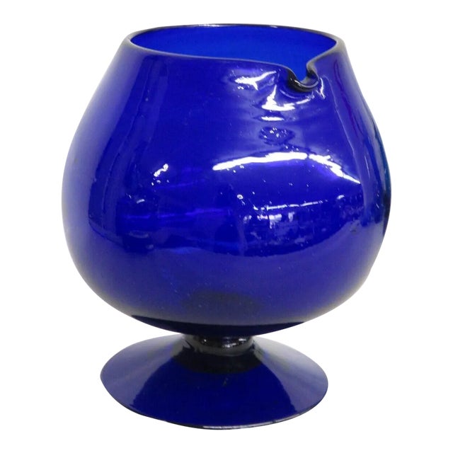 Cobalt Blue Glass Footed Brandy Snifter With Pourer Spout For Sale