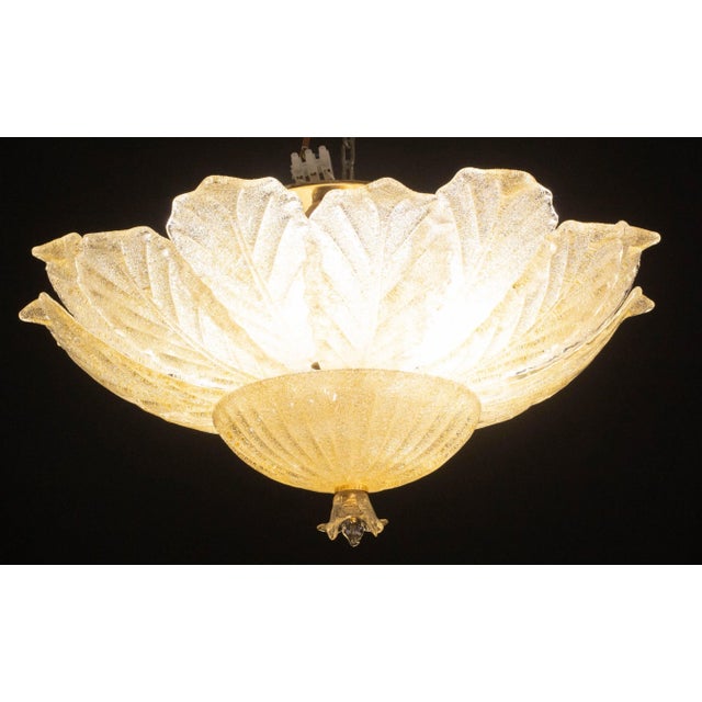 Gold 1970s Italian Murano Glass Gold Flush Mount For Sale - Image 8 of 12