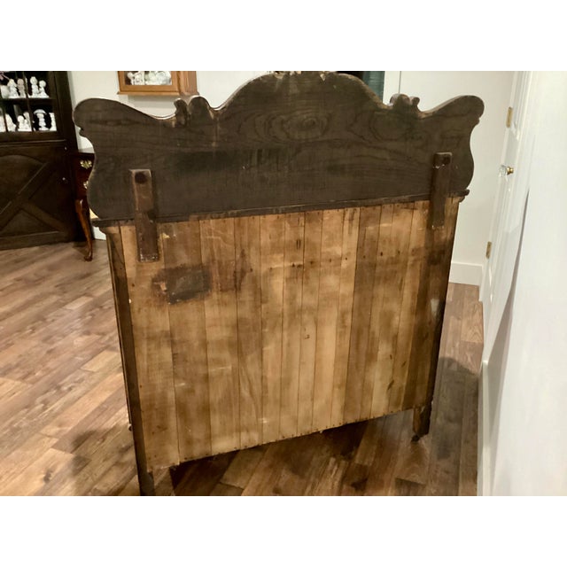 Antique Solid Oak 1800's Sideboard Buffet Cupboard Fancy Carving All Original For Sale - Image 11 of 11