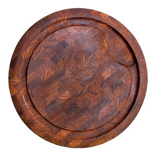 1980s Dansk Staved Teak Round Cutting Board Designed by Jens Quistgaard For Sale