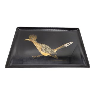 1970s Couroc Chaparral/Roadrunner Resin Inlay Serving Tray For Sale