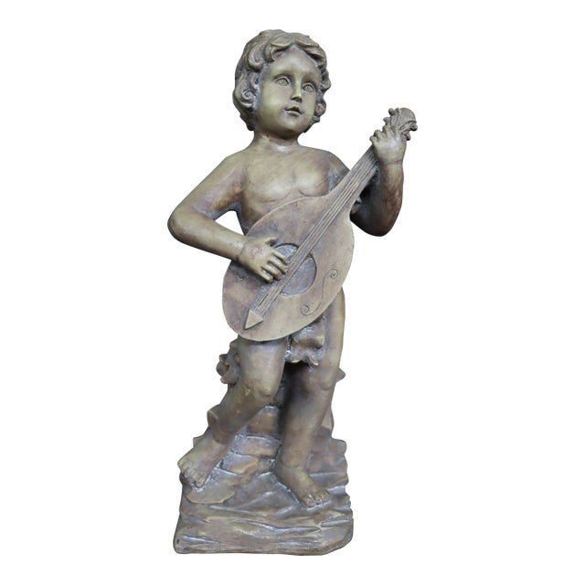 Italian Putti Figure Playing Mandolin For Sale