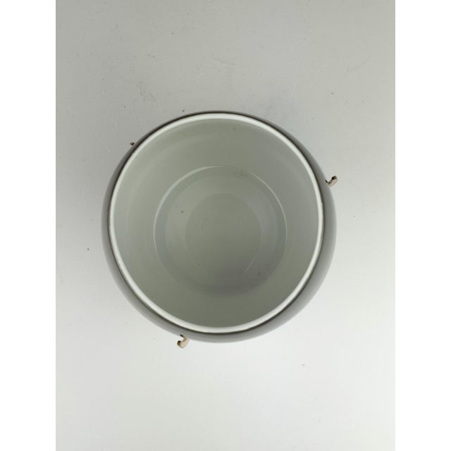 Metal Porcelain Bowl with Brass Tripod Stand from KPM Krister, Germany, 1950s For Sale - Image 7 of 14