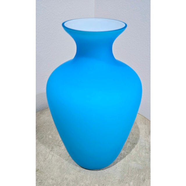 Sky Blue Antique Bohemian Cased Sky Blue Enamel Painted Glass Vase, Classical Figure Scene For Sale - Image 8 of 8