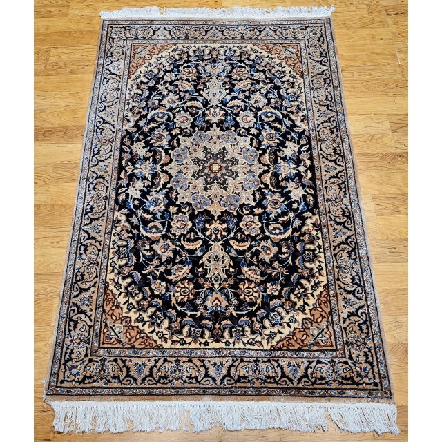 "This vintage hand-knotted Persian Nain rug from the 3rd quarter of the 1900s showcases exquisite craftsmanship with an...