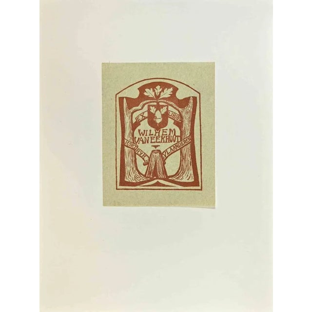 Ex Libris - Wilhem Vaneekhout is a Modern Artwork realized in Mid 20th Century. Ex Libris. Colored woodcut on paper. The...