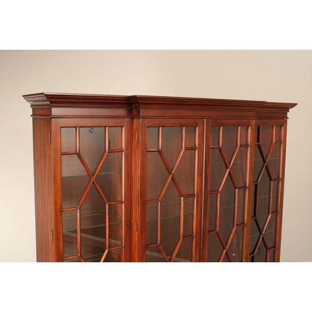 Henkel Harris Georgian Style Inlaid Mahogany Breakfront Bookcase For Sale - Image 15 of 18