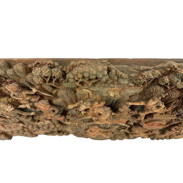 Wood Early 20th Century Ramayana Scene Wood Carving, Wall Hanging For Sale - Image 7 of 8