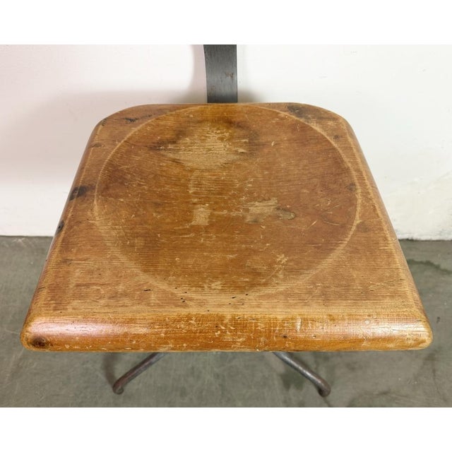 Brown Industrial Factory Swivel Chair, 1950s For Sale - Image 8 of 17