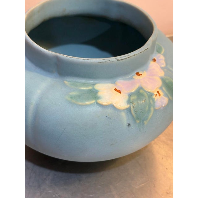 1930s Weller Pottery Blue/White Flower Planter For Sale - Image 5 of 5