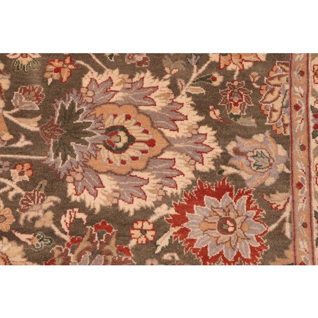 Floral 1990's Pak-Persian Green/Taupe Wool Rug - 6'2'' X 9'2'' For Sale - Image 4 of 9