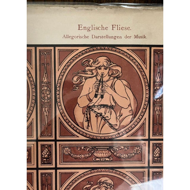 Art Nouveau Framed C. 1900 German Jugendstil Allegory of Music Lithograph Print For Sale - Image 3 of 7