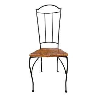Mid 20th Century Rustic Modern Iron & Live Edge Wood Dining Chair – Industrial Artisan Style For Sale