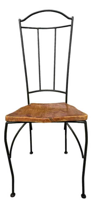 Mid 20th Century Rustic Modern Iron & Live Edge Wood Dining Chair – Industrial Artisan Style