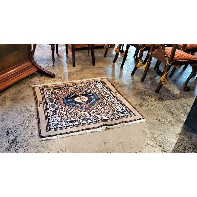 Early 20th Century Vintage Afghan Tribal Square Prayer Rug- 3′7″ × 3′8″ For Sale - Image 10 of 11