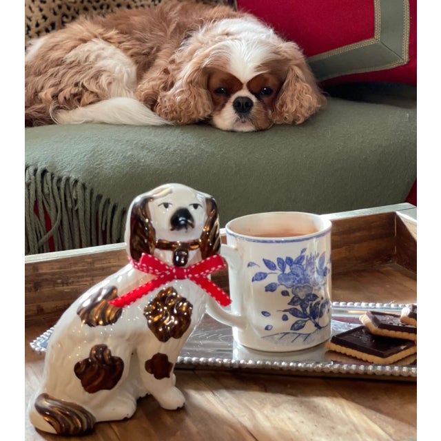 Ceramic Antique Staffordshire Dog Figurine, Copper Markings For Sale - Image 7 of 10