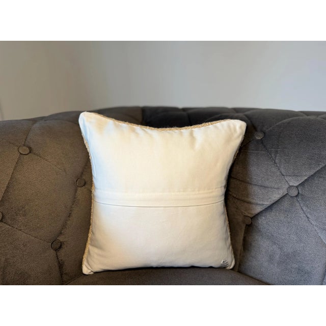 Anatolian Hemp Throw Pillow, Warm Camel Golden Beige Cushion, Handwoven Turkish Pillow With Insert, 16x16 In For Sale In New York - Image 6 of 6