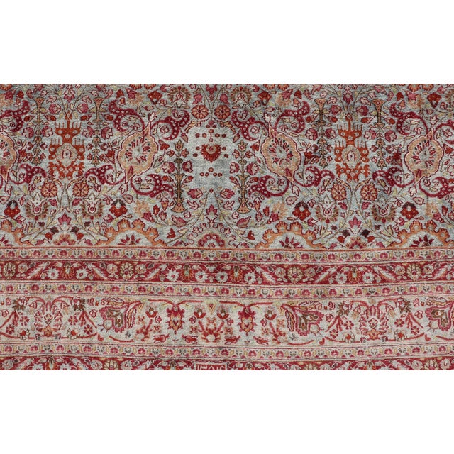 Ornate Floral Pattern Khorassan Antique Persian Rug in Burgundy & Gray For Sale - Image 4 of 12