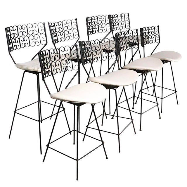 Set of 4 Low Mid Century Swivel Stools Attributed to Umanoff for Shaver Howard, Circa 1960's For Sale - Image 12 of 13