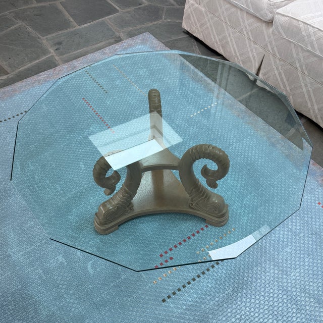 Vintage Dolphin Base Beveled Glass Top Cocktail Coffee Table For Sale In Philadelphia - Image 6 of 11
