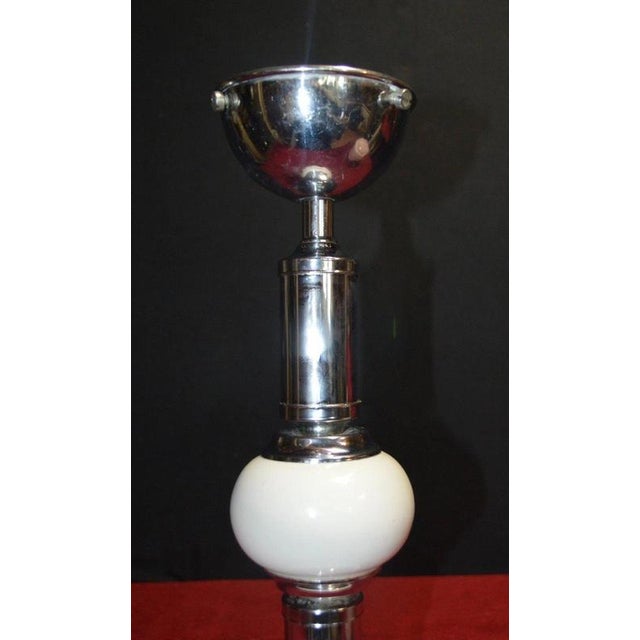 Modernist Art Deco French Chrome, Porcelain and Opaline Glass Table Lamp, 1940s For Sale - Image 13 of 18