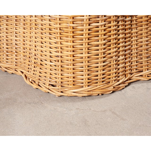 Michael Taylor Attributed Scalloped Rattan Wicker Dining Table For Sale - Image 14 of 18